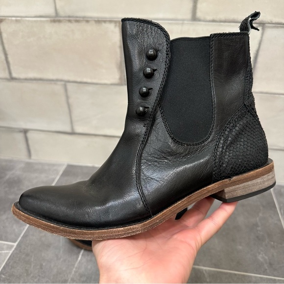 Spirit By Lucchese Brandy black leather snakeskin vintage western boot ankle - Picture 10 of 10